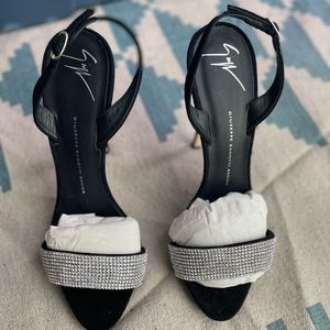Giuseppe Zanotti sling back crystal suede